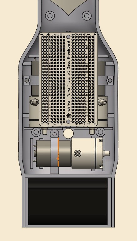 Inside the forearm: electronics, pumps, and solenoids